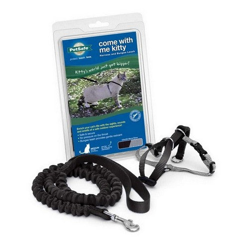 PetSafe, PetSafe Premier Come With Me Kitty Harness & Bungee Leash Combo, Black/Silver,  1 Each / Small