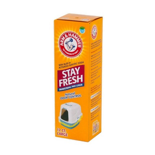 Arm & Hammer Drawstring Liner for Cat Litter Pan Clear,  12 Count, Large by Arm & Hammer