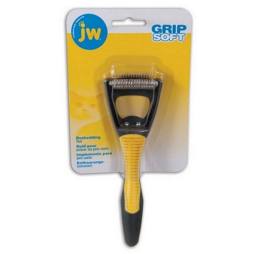 JW Pet, JW Pet GripSoft Cat Deshedding Tool, 1 Each, Grey/Yellow