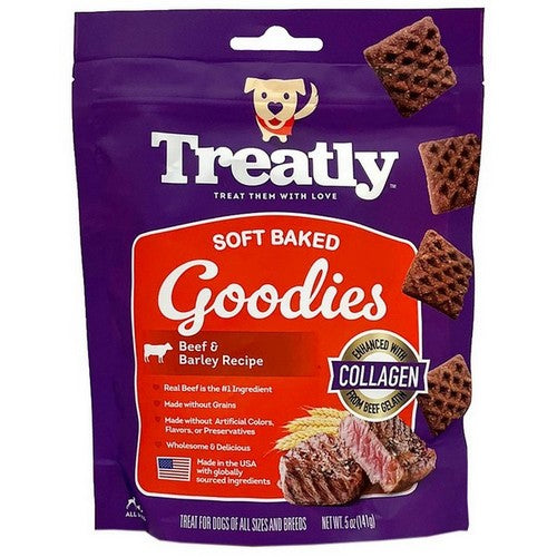 Treatly, Treatly Soft Baked Goodies Dog Treats, Beef & Barley,  5 Ounces