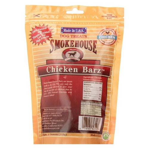 Smokehouse, Smokehouse USA Made Chicken Barz Dog Treat, 4 Ounces