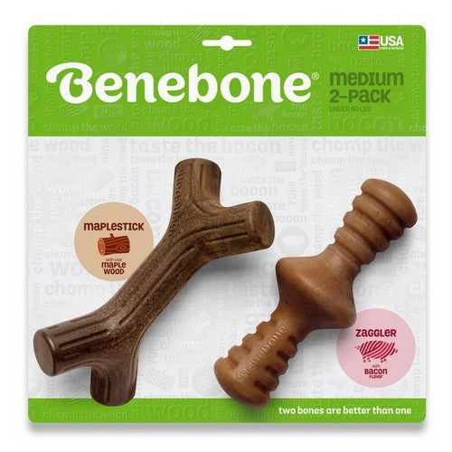 Benebone Llc, Benebone Stick & Zaggler Dog Chew Toy, Bacon,  2 Pack, Medium