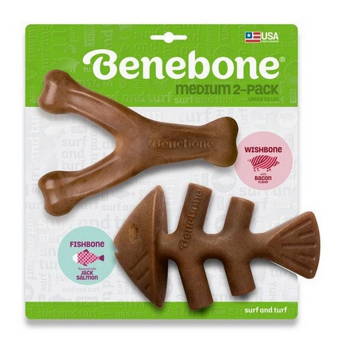 Benebone Llc, Benebone Fishbone & Wishbone Dog Chew Toy, 1 Each / Medium, Bacon