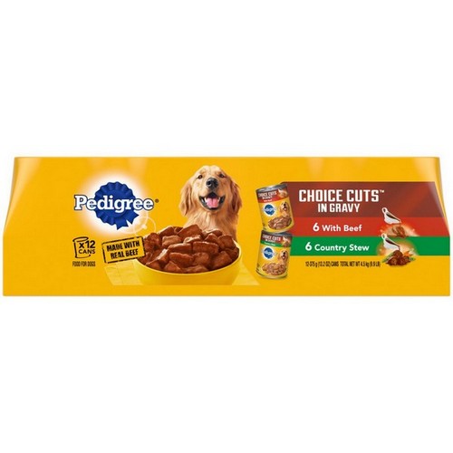 Pedigree, Pedigree Choice Cuts in Gravy Adult Wet Dog Food Variety Pack Beef Country Stew, 1 Each / 158.7 Oz (12 Pack)