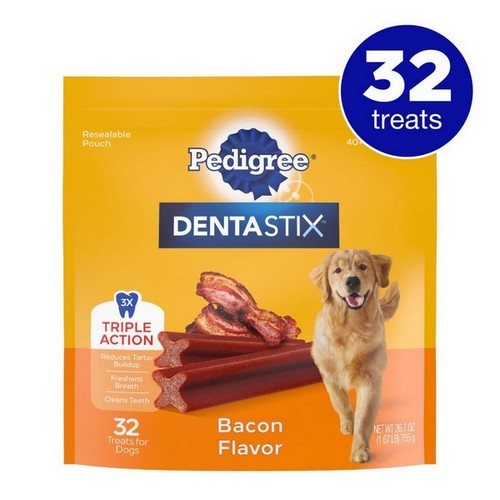 Pedigree, Pedigree DENTASTIX Dog Dental Treat, Bacon,  32 Count