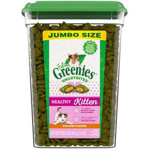 Greenies, Greenies Feline Smart Bites Healthy Kitten Cat Treats, Chicken,  16 Ounces