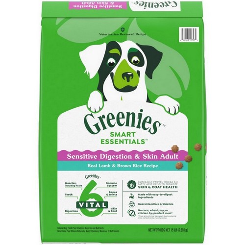 Greenies, Greenies Smart Essentials Sensitive Digestion & Skin Dry Dog Food, Lamb,  15 Lbs