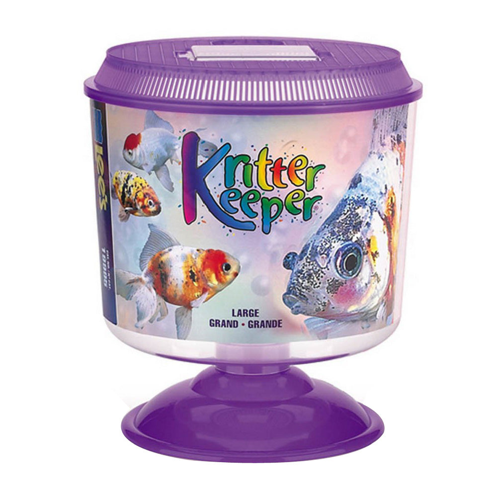 Lee's Aquarium & Pet Products Round Kritter Keeper with Lid & Pedestal Label 1.5 Gallons, Assorted, Large by Lee's Aquarium & Pet Products