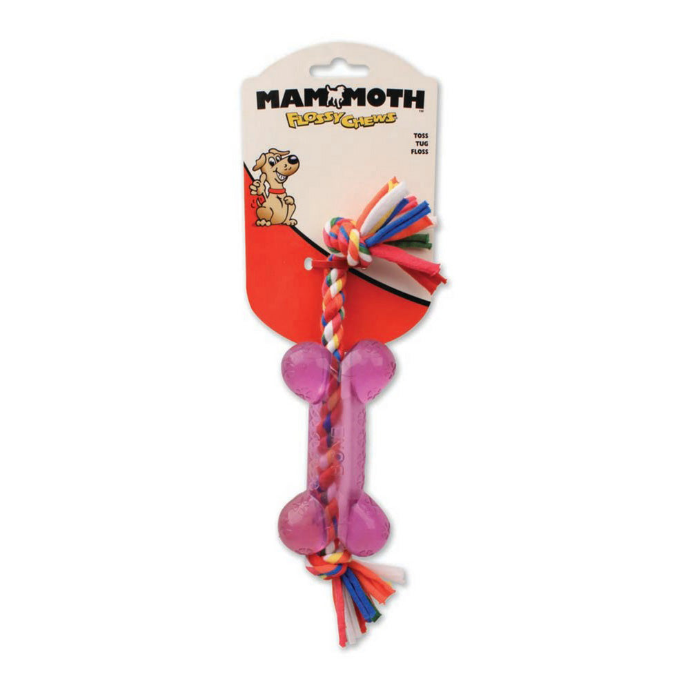 Mammoth Pet Products, Mammoth Pet Products Cloth Dog Toy Rope w/TPR Bone, 1 Each / Small, Assorted