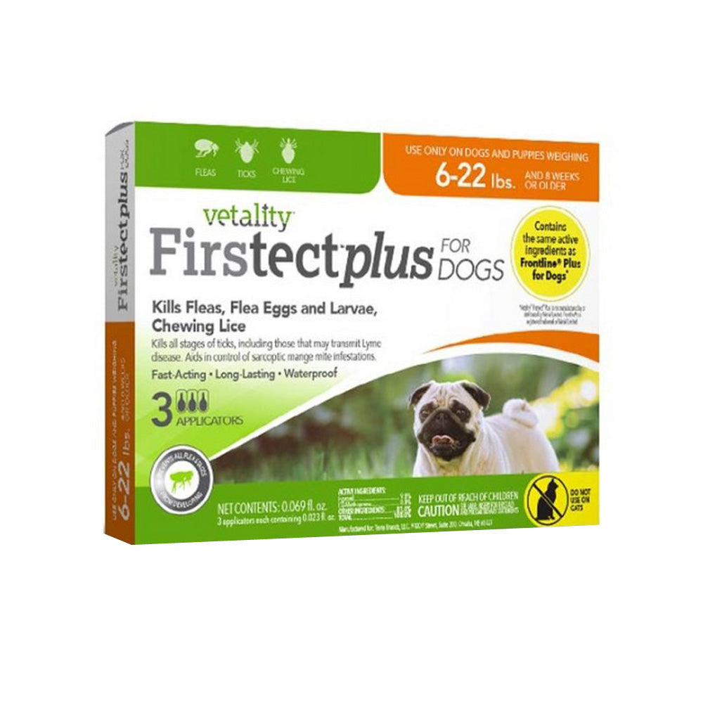Vetality Firstect Plus Flea & Tick for Dogs 6-22 Lbs, 3 Count by Vetality
