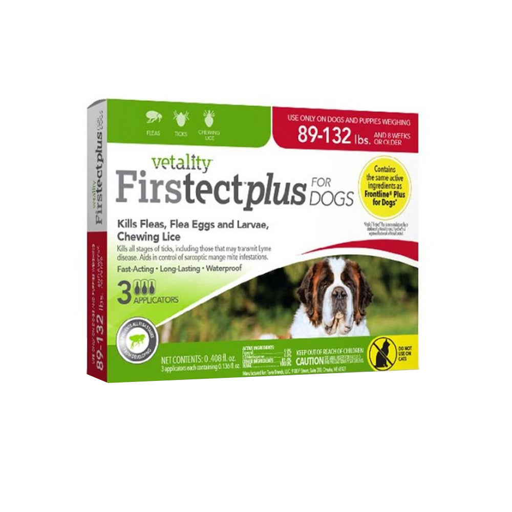 Vetality Firstect Plus Flea & Tick for Dogs 89-132 Lbs, 3 Count by Vetality