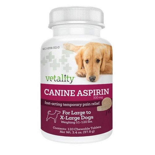 Vetality, Vetality Canine Aspirin Chewable Tables, 300mg,  120 Count
