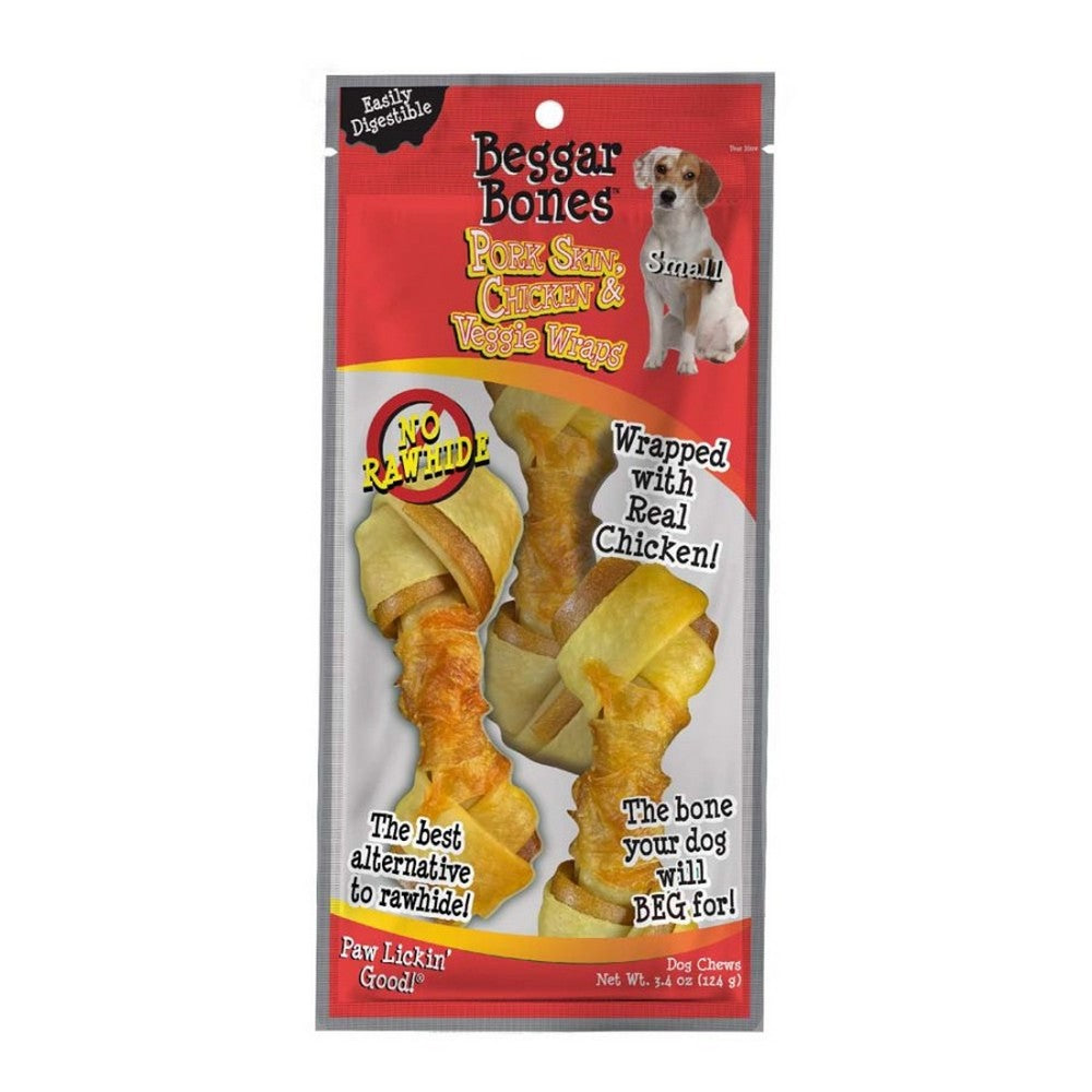Savory Prime, Savory Prime Beggar Bones Pork Skin, Chicken & Veggie Wraps Dog Treats, 1 Each / Small, 3 Pack