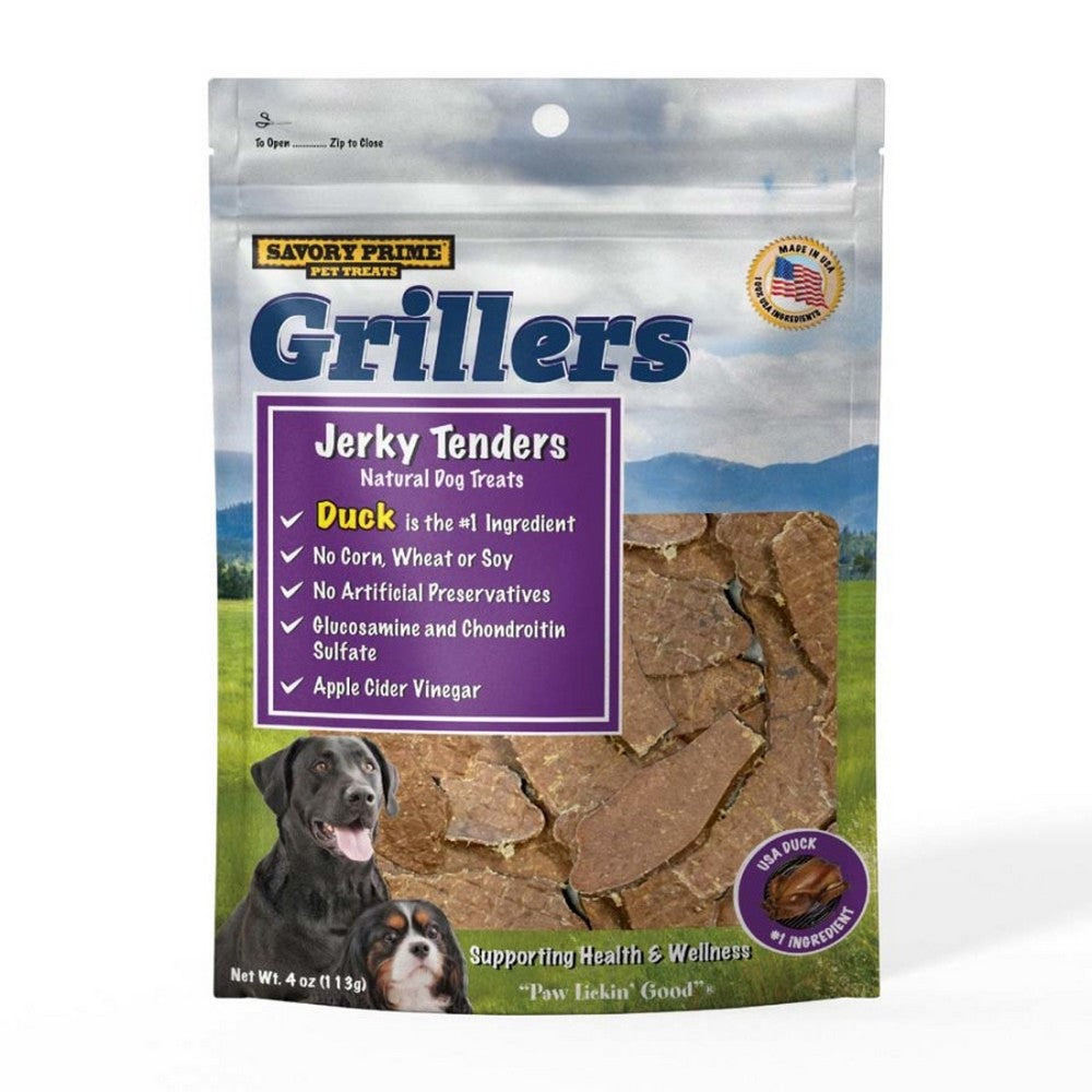 Savory Prime, Savory Prime Girllers Jerky Tenders Dog Treats, Duck,  4 Ounces