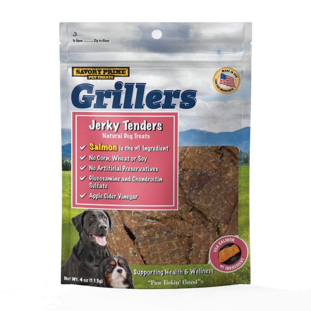 Savory Prime, Savory Prime Girllers Jerky Tenders Dog Treats, Salmon,  4 Ounces