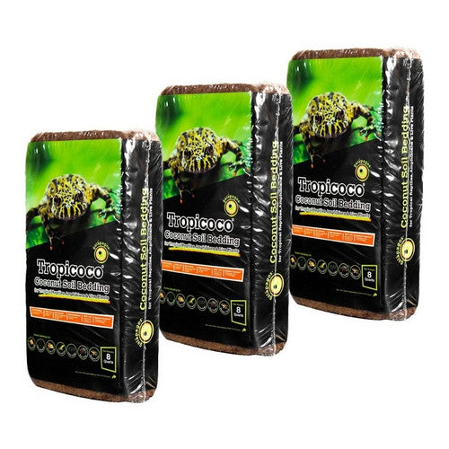 Galapagos, Galapagos Tropicoco Coconut Soil Bedding Substrate, Brick, Brown,  8 Quarts, 3 Pack