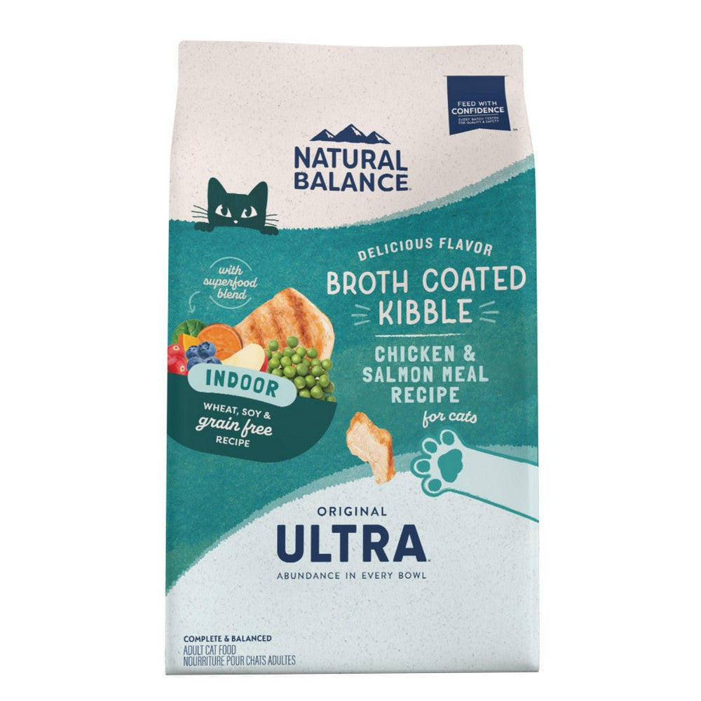 Natural Balance Pet Foods, Original Ultra Broth Coated Indoor Grain Free Dry Cat Food, Chicken & Salmon, 6 Lbs