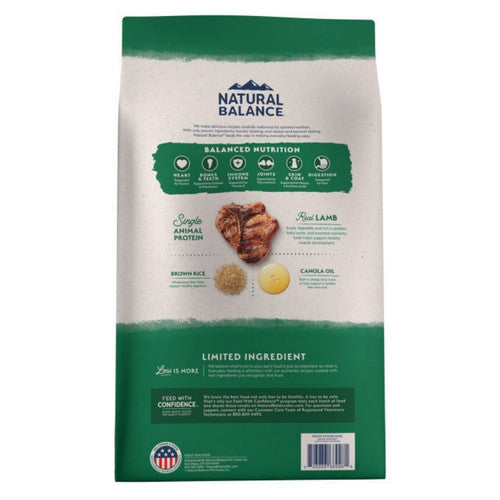 Natural Balance Pet Foods, Natural Balance Pet Foods Limited Ingredient Dry Dog Food, Lamb & Brown Rice,  12 Lbs