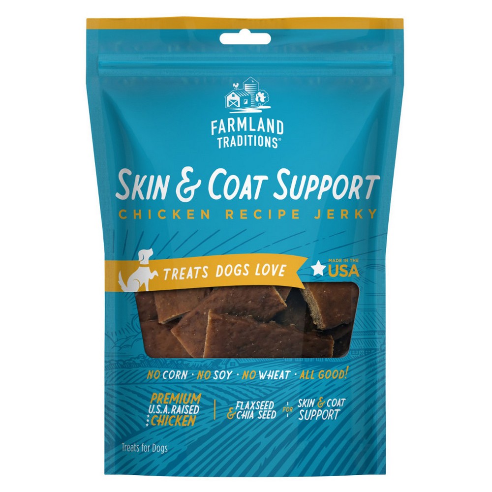 Farmland Traditions, Farmland Traditions Simple Snacks Skin & Coat Support Jerky Dog Treats, Chicken,  4.3 Ounces