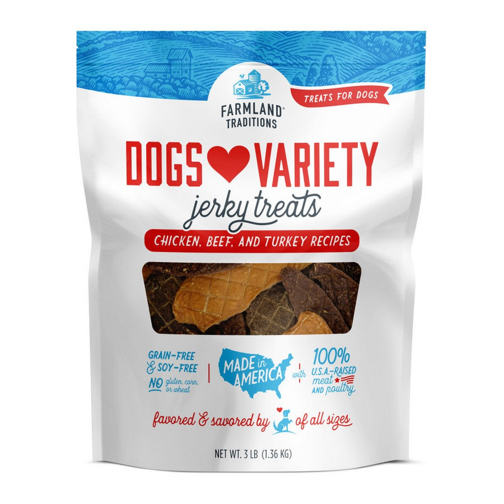 Farmland Traditions, Farmland Traditions Dogs Love Variety Jerky Dog Treats, 48 Oz