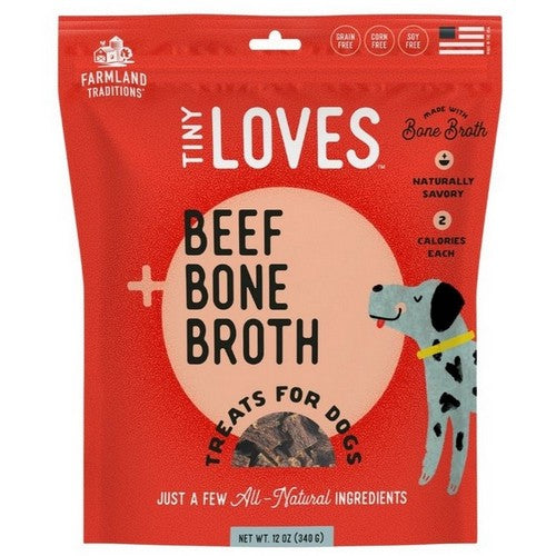 Farmland Traditions, Farmland Traditions Tiny Loves Beef w/Bone Broth Dog Treats, 5 Ounces