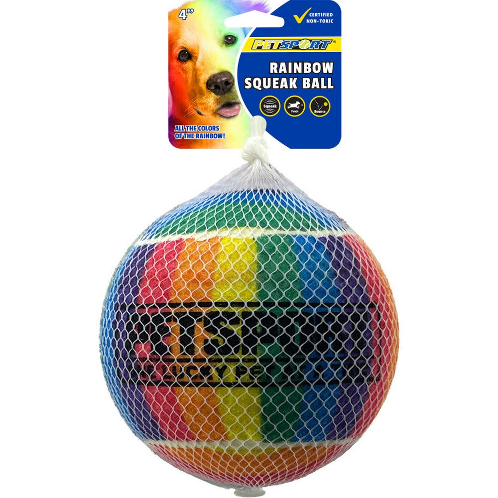 Petsport USA, Petsport USA Rainbow Squeak Ball Dog Toy, 4 Inches, 1 Pack