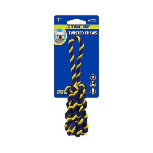 Petsport USA, Petsport USA Twisted Chew Bumper Dog Toy, 1 Each / 7 Inches, Mini / Blue, Yellow