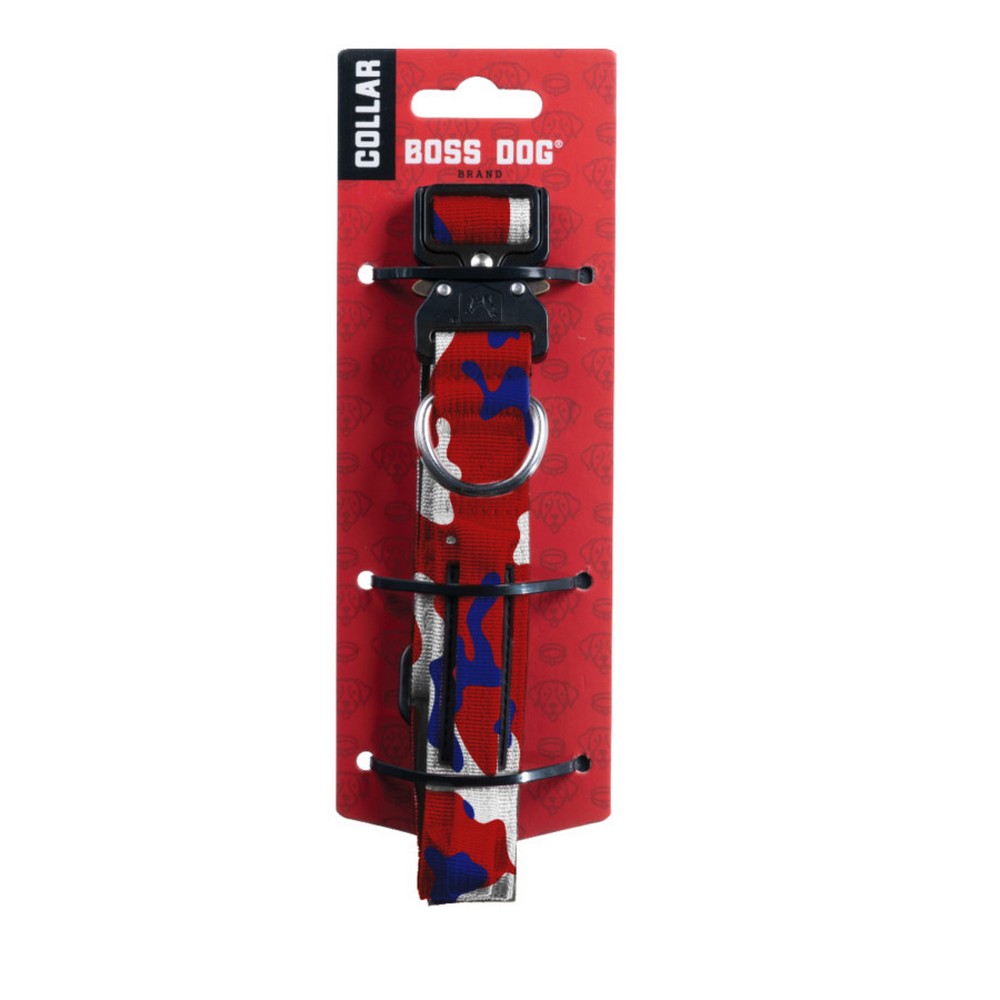 Boss Dog, Boss Dog Tactical Adjustable Dog Collar, Red, White, & Blue,  Small, 13-16Inches