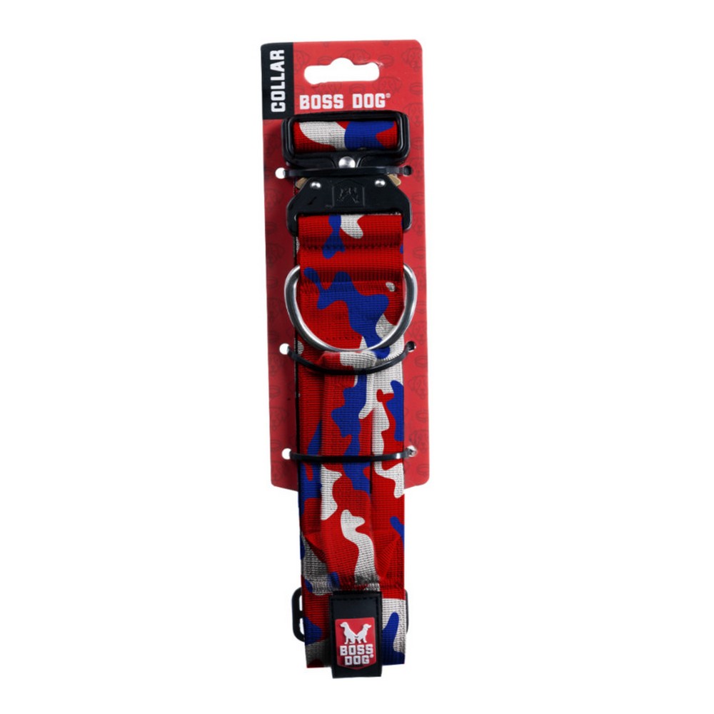 Boss Dog, Boss Dog Tactical Adjustable Dog Collar, Red, White, & Blue,  Large, 17-22Inches