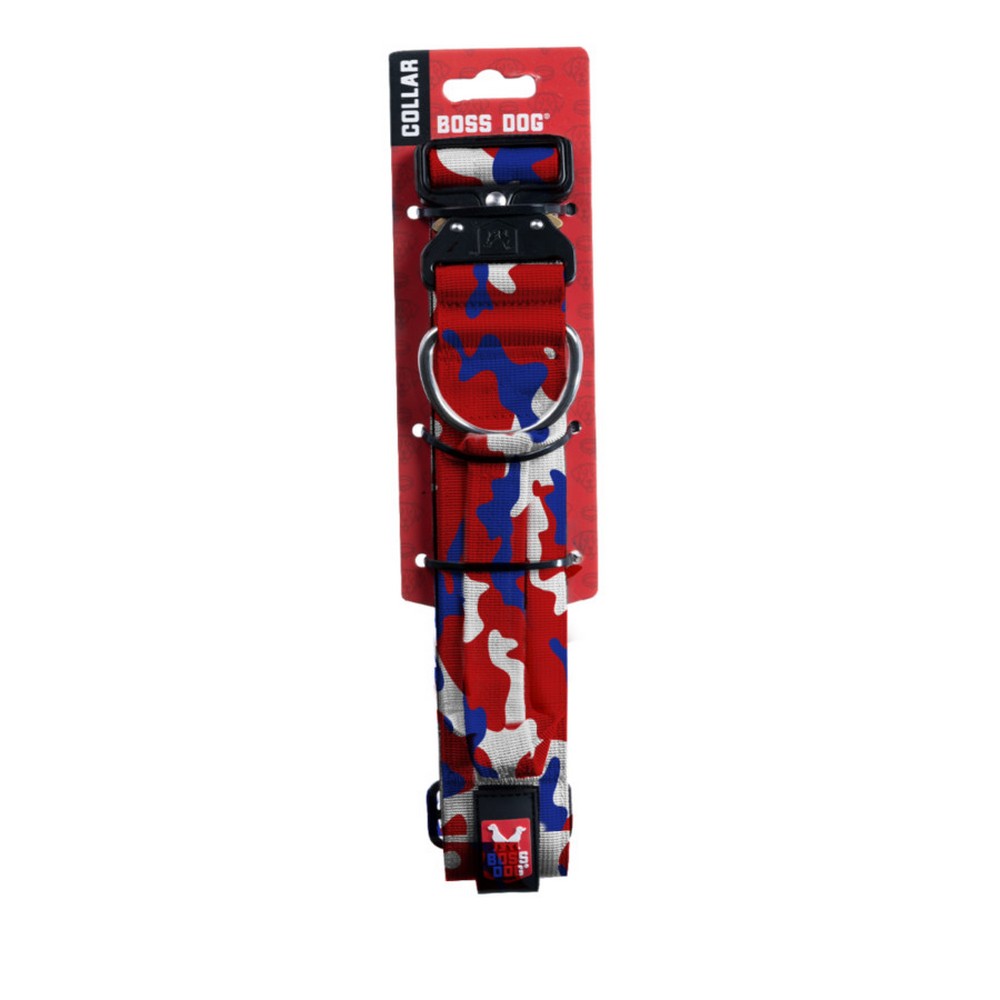 Boss Dog, Boss Dog Tactical Adjustable Dog Collar, Red, White, & Blue,  ExtraLarge, 20-28In