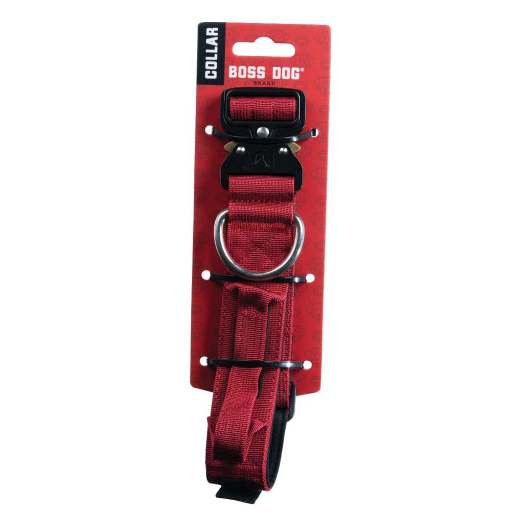 Boss Dog, Boss Dog Tactical Adjustable Dog Collar, Red,  Medium, 15-18Inches