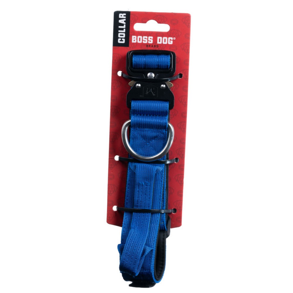 Boss Dog, Boss Dog Tactical Adjustable Dog Collar, Blue,  Medium, 15-18Inches