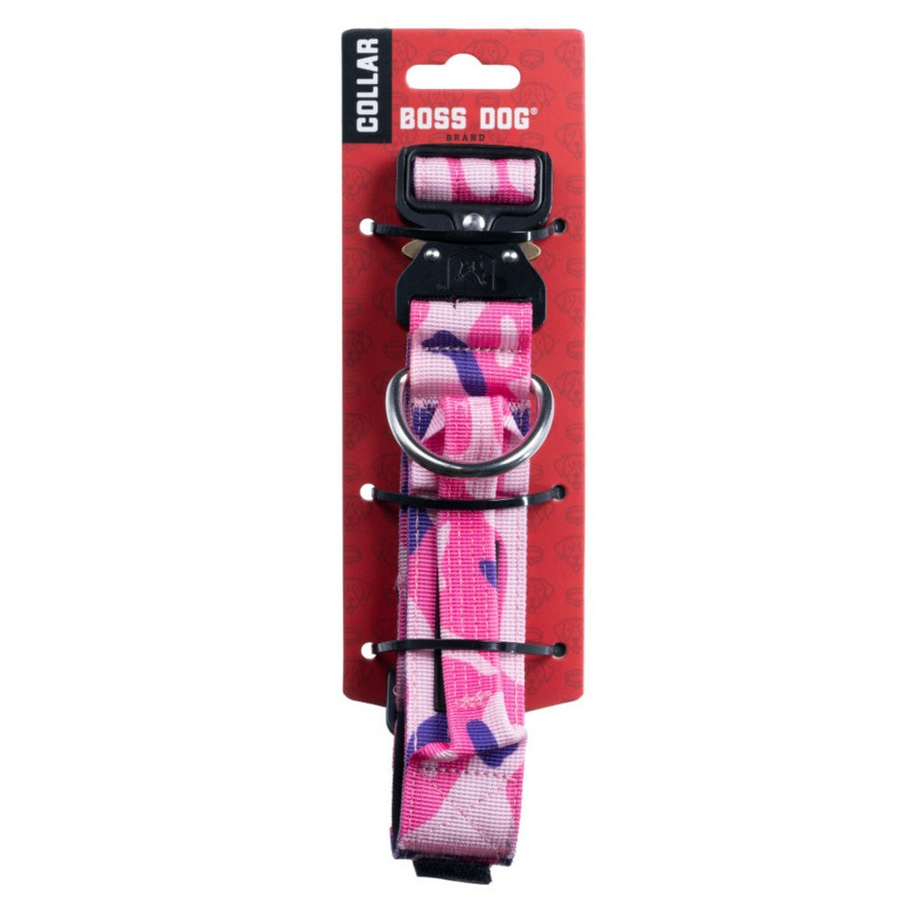 Boss Dog, Boss Dog Tactical Adjustable Dog Collar, Pink Camo,  Medium, 15-18Inches