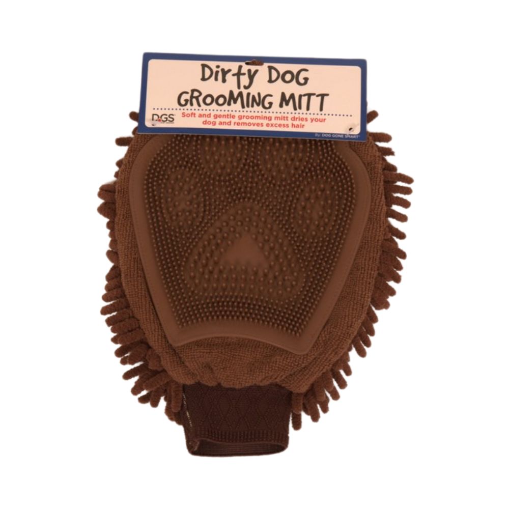 Dogs Gone Smart, Dogs Gone Smart Dirty Dog Grooming Mitt, Brown,  One Size Fits All