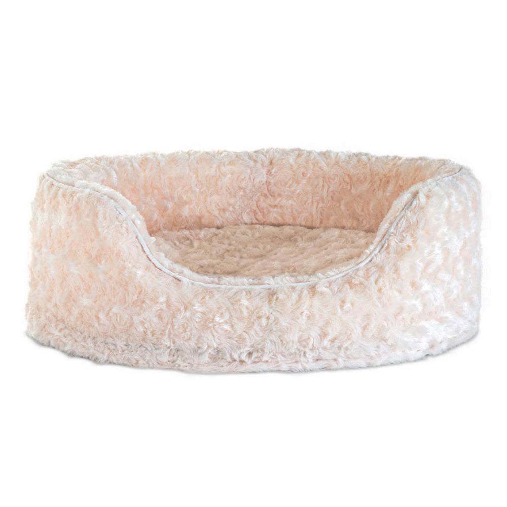 Fur Haven Pet Products, Fur Haven Pet Products Ultra Plush Faux Fur Oval Lounger Pet Bed, 1 Each / Small, Cream