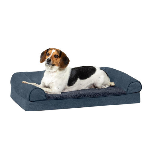 Fur Haven Pet Products, Fur Haven Pet Products Sherpa & Chenille Sofa Orthopedic Pet Bed, 1 Each / Medium, Orion Blue