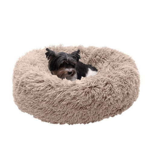 Fur Haven Pet Products, Fur Haven Pet Products Calming Cuddler Long Fur Donut Pet Bed, Taupe,  1 Each / Small