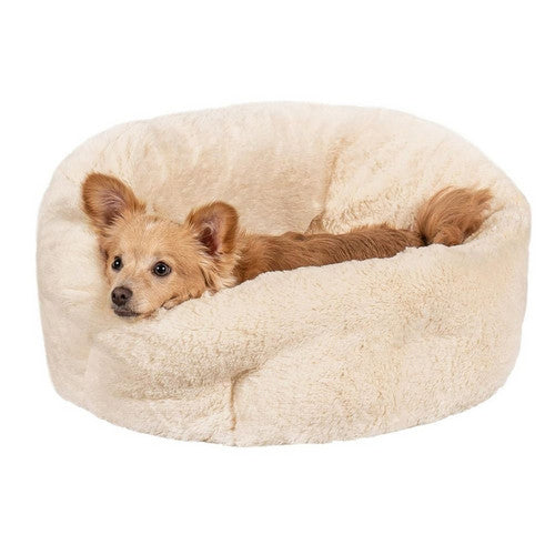 Fur Haven Pet Products, Fur Haven Pet Products Luxury Faux Fur Warming Cuddler Pet Bed, Cream,  1 Each / Small
