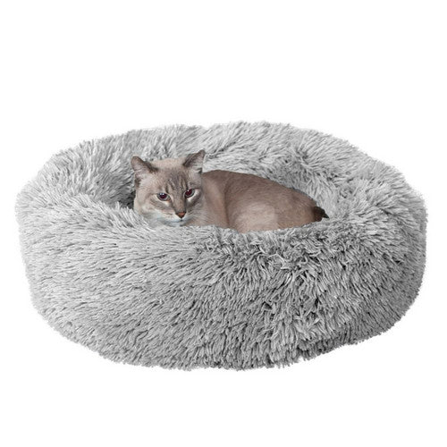 Fur Haven Pet Products, Fur Haven Pet Products Calming Cuddler Long Fur Donut Pet Bed, Mist Gray,  1 Each / Small