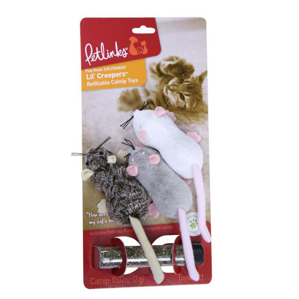Petlinks Lil' Creepers Refillable Catnip Toy 1 Each / White, Grey, Brown by Petlinks