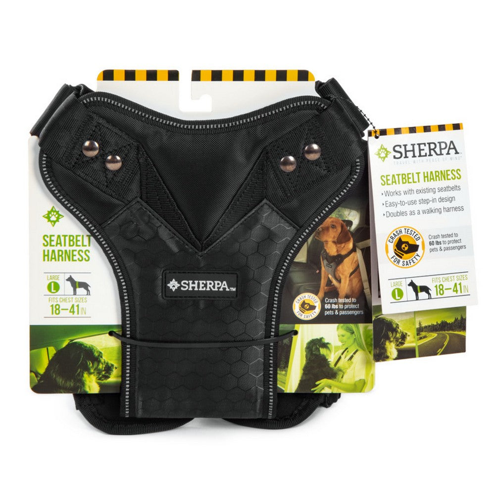 Sherpa's Pet Trading Company Crash Tested Seatbelt Safety Dog Harness Black,  Large by Sherpa's Pet Trading Company
