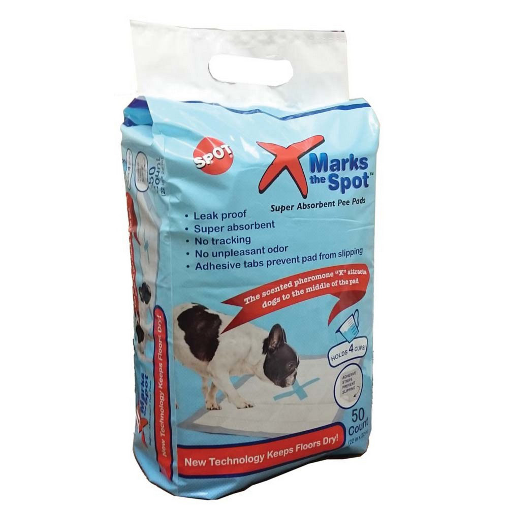 Spot, Spot X Marks The Spot Puppy Training Pads, White,  50 Pack, 22 In X 22 Inches