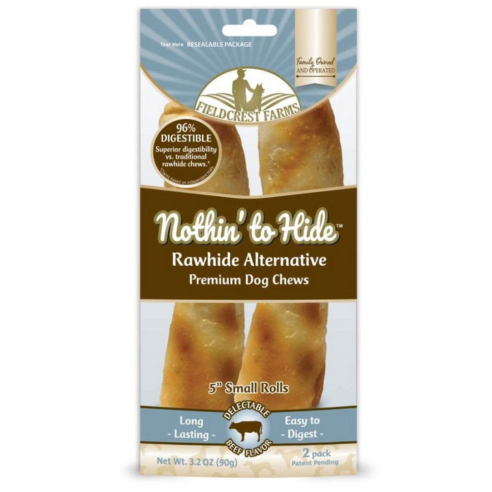 Fieldcrest Farms Nothin' To Hide Roll Dog Treat Beef,  5 Inches, Small, 2 Pack by Fieldcrest Farms