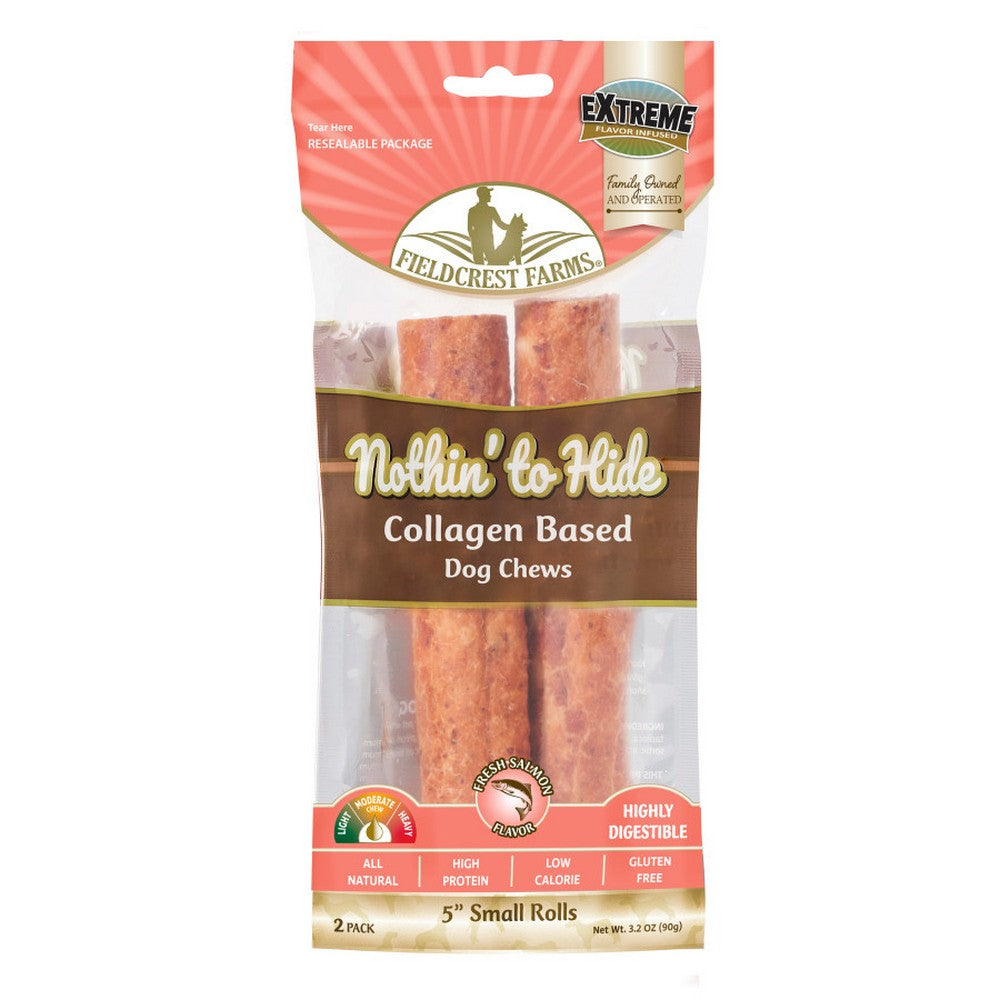 Fieldcrest Farms Nothin' to Hide Collagen Roll Dog Chew Salmon,  5 Inches, 2 Pack by Fieldcrest Farms