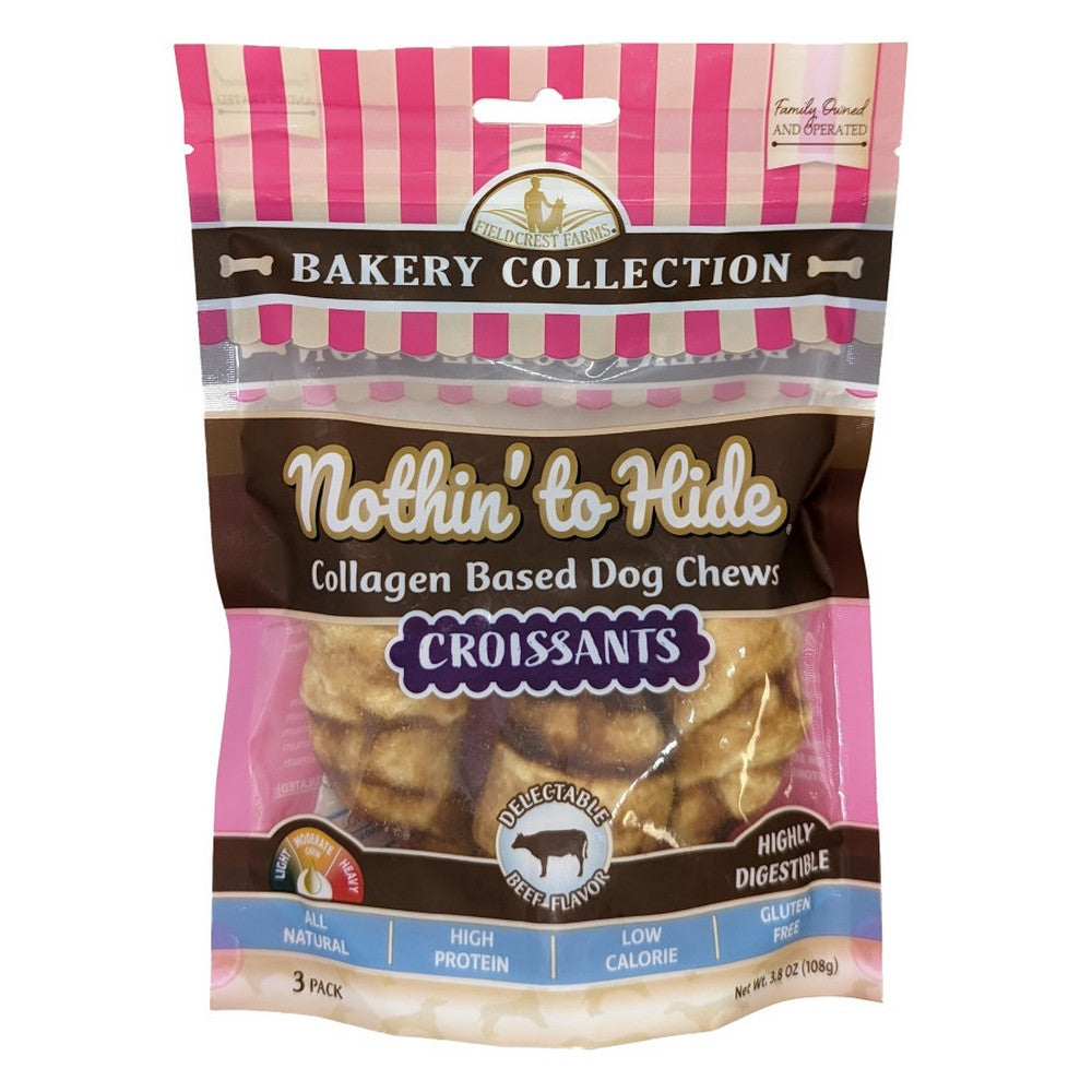 Fieldcrest Farms Nothin' To Hide Bakery Collection Dog Treat Croissant, Beef,  3 Inches, 3 Pack by Fieldcrest Farms