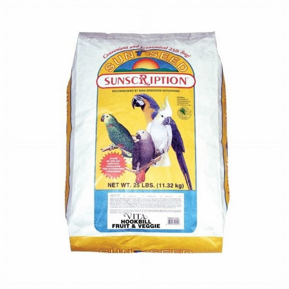 Sunseed, Sun Seed Vita Sunscription Hookbill Fruit & Veggie Mix Bird Food, 25 Lbs