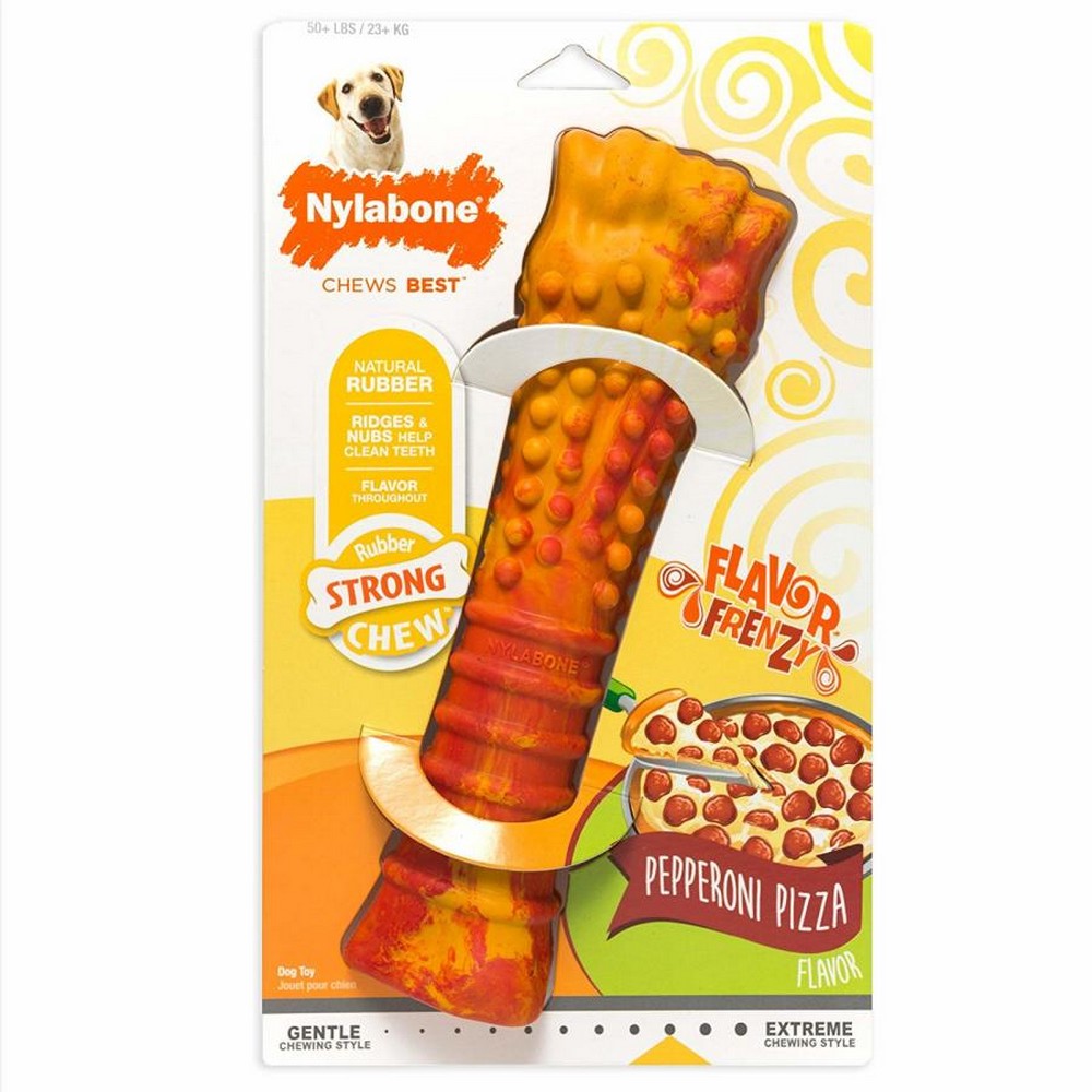Nylabone Flavor Frenzy Strong Chew Dog Toy Pepperoni Pizza,  ExtraLarge/Souper - 50+ Lbs. (1 Count) by Nylabone