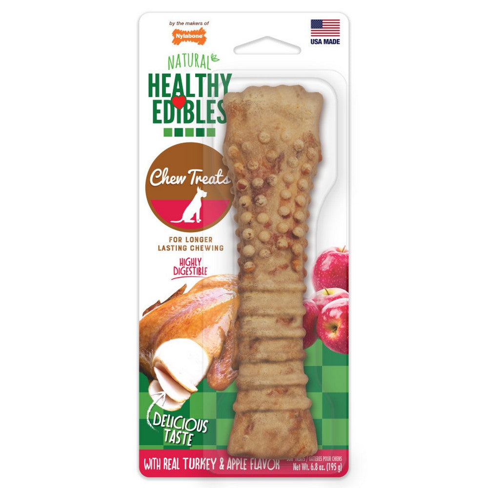 Nylabone Healthy Edibles All-Natural Long Lasting Turkey & Apple Dog Chew Treats Turkey & Apple,  ExtraLarge/Souper - 50+ Lbs. (1 Count) by Nylabone