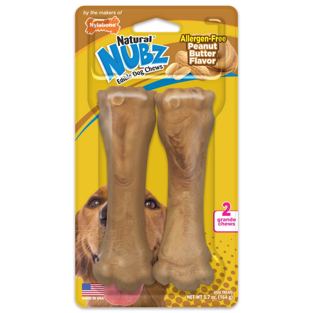 Nylabone Natural Nubz Dog Treats, Allergen-Free Peanut Butter Peanut Butter,  Jumbo - Up To 50 Lbs. (2 Count) by Nylabone