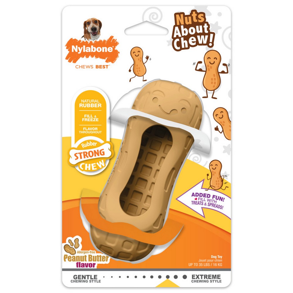 Nylabone, Nylabone Strong Chew Fillable Peanut Dog Toy, 1 Each / Wolf / Medium, Up To 35 Lbs